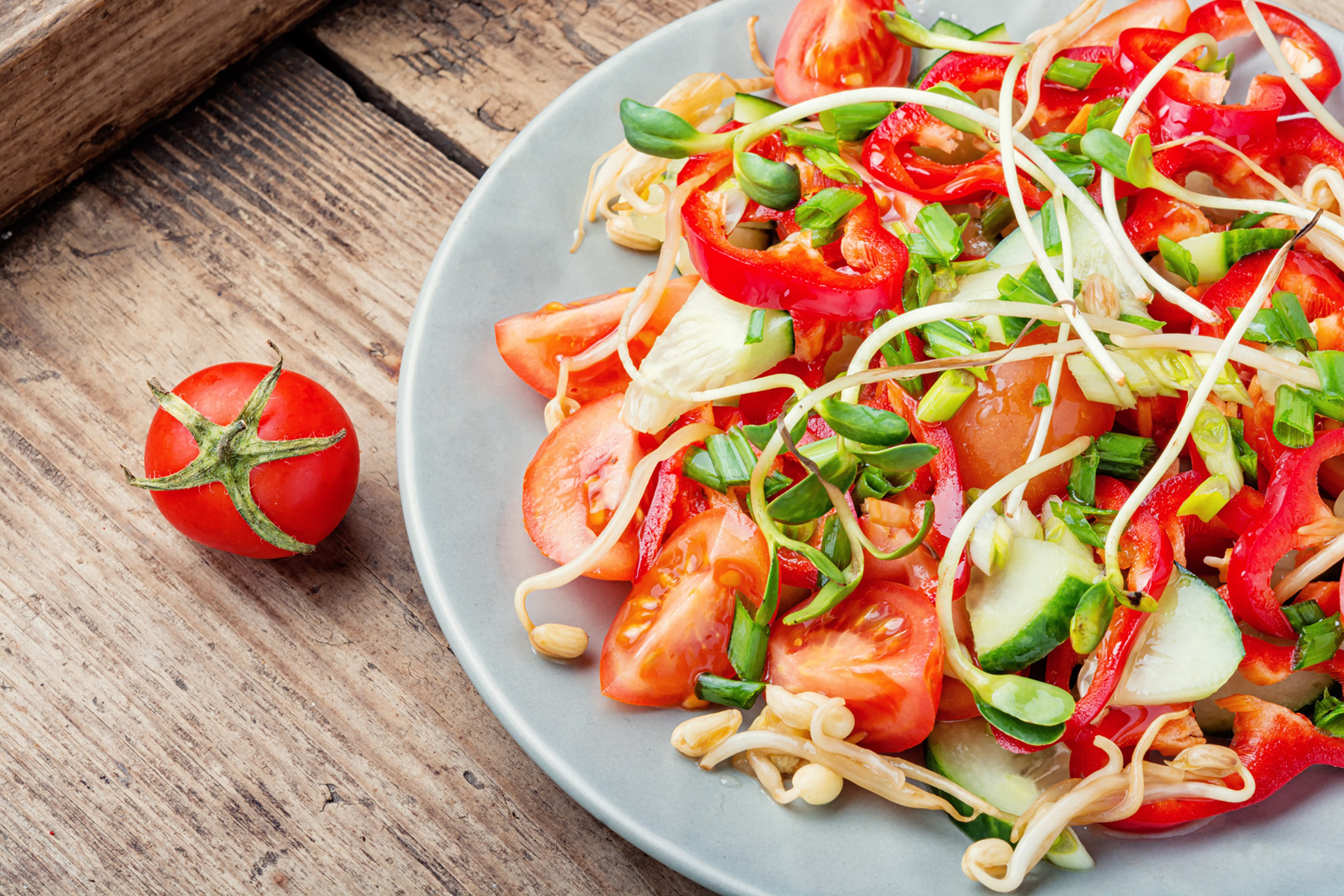 Arugula + Micro Green Salad w/ Tomato and Cucumber – Taste the Organic ...